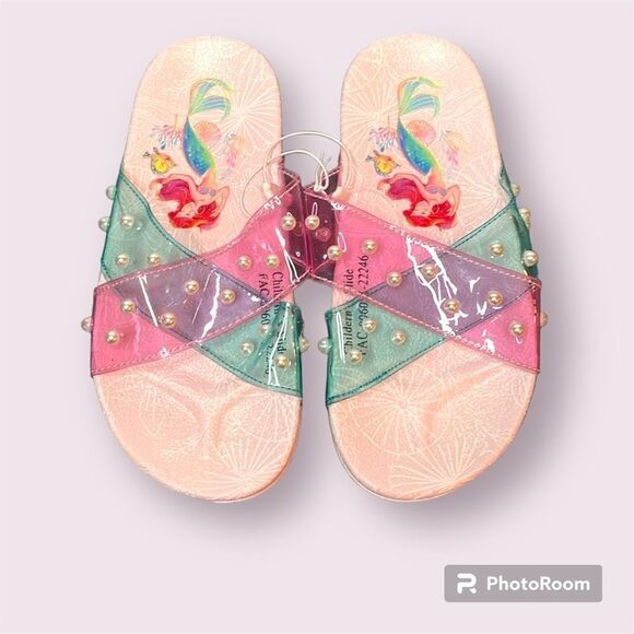 DISNEY Little Mermaid Toddler Slide Sandals *NEW* - Picture 1 of 7